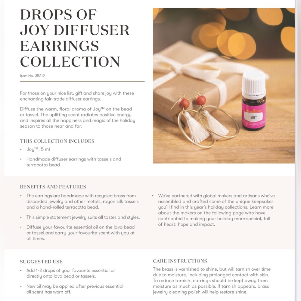 Young Living Drops of Joy Diffuser Earrings - Picture 6 of 6